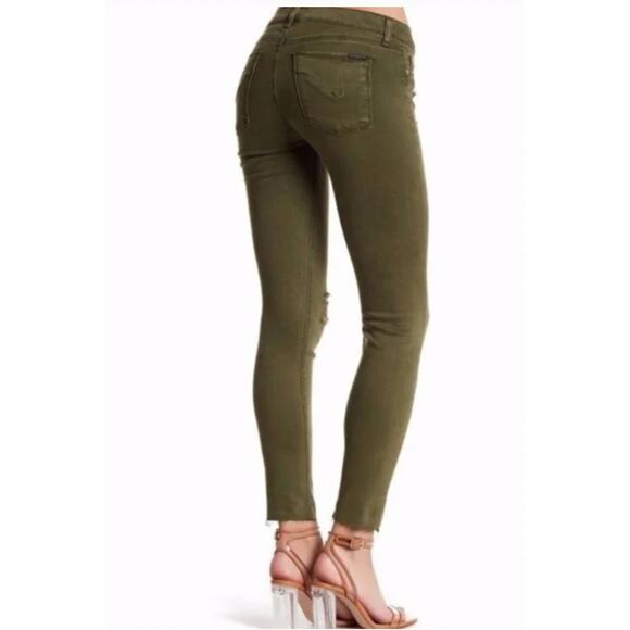Anthropologie x Hudson 26 Krista Low Rise Skinny Ankle Jean Distressed Ivy Green - Picture 3 of 11
